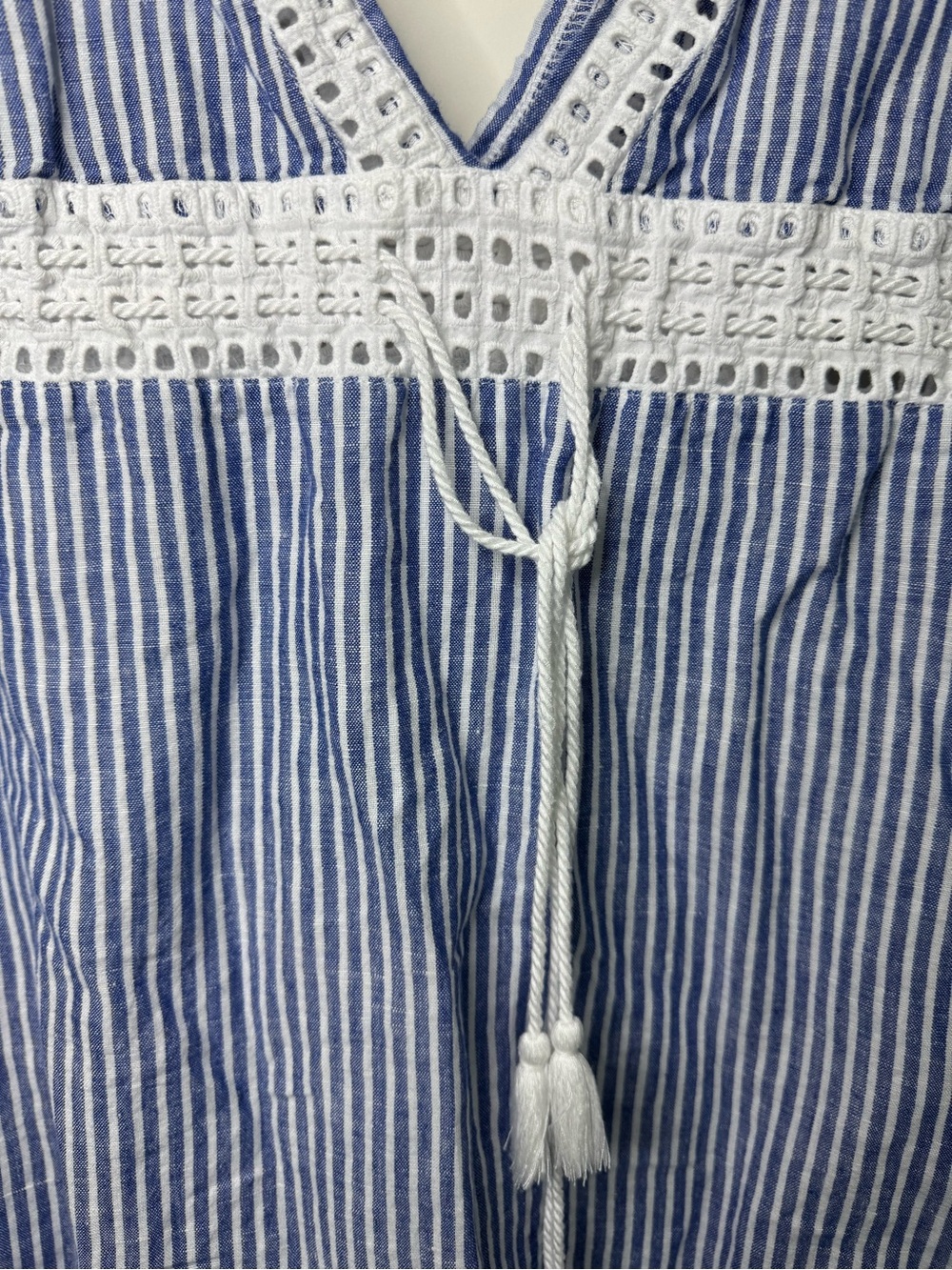 J. Crew Striped Eyelet Swim Tunic Cover-Up Dress Linen/Cotton Blend Size Small - Picture 7 of 15